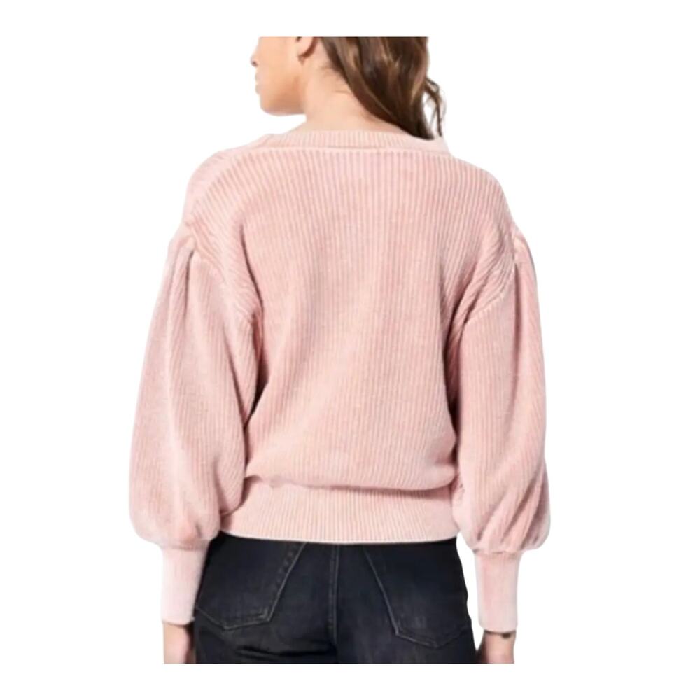 YFB Young Fabulous Broke Knit Sweater Apricot Pink Balloon Sleeve Women’s Medium - Picture 3 of 16